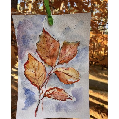 “Whisper of Autumn Leaves” – Original Watercolor by Marina Stognieva